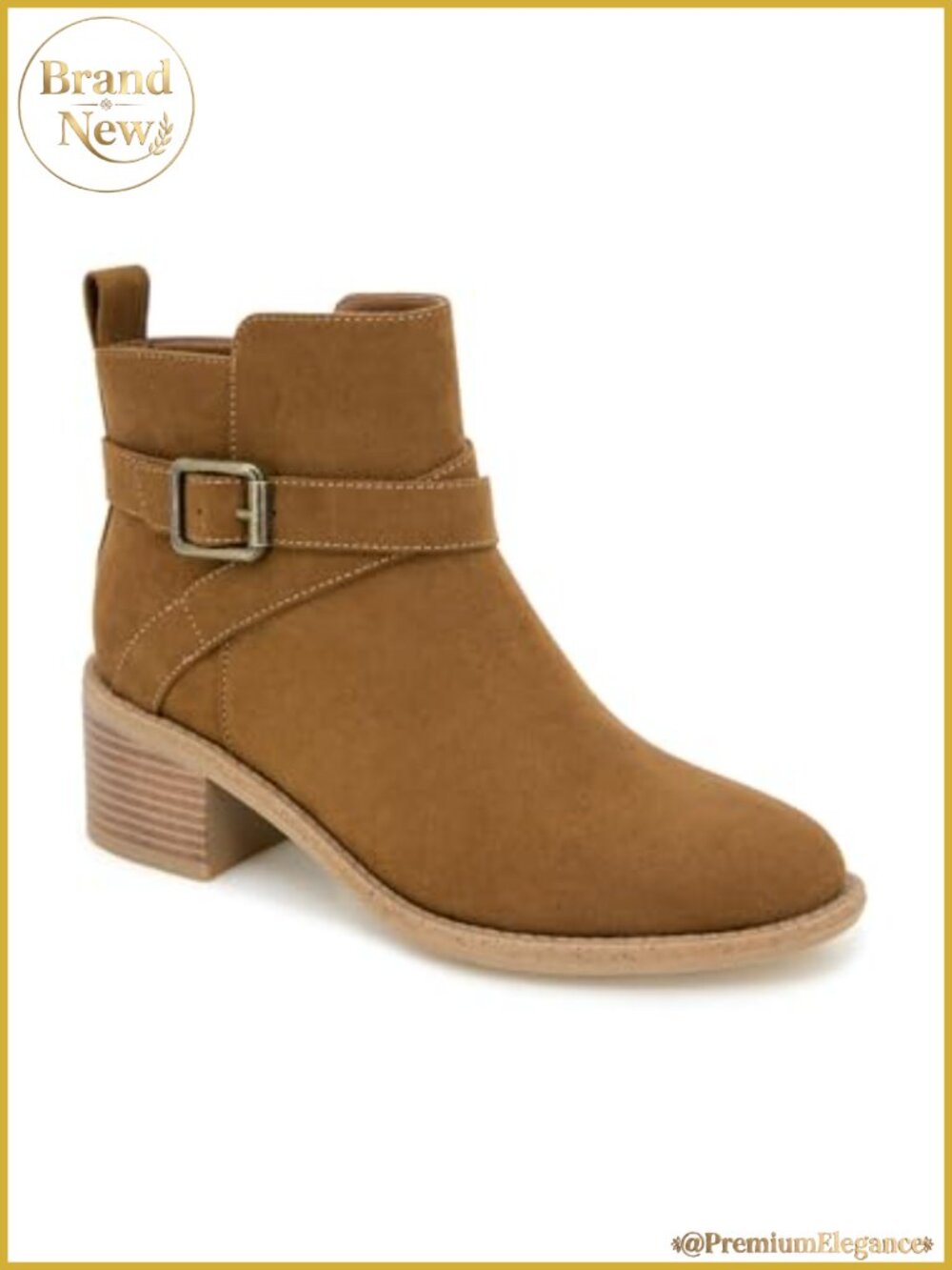 Faux Suede Ankle Bootie with Stacked Block Heel